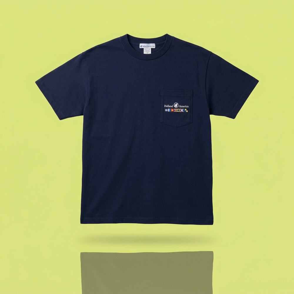 NWT Holland America Line Men's XL Navy Blue Pocket T-Shirt Embroidered Logo